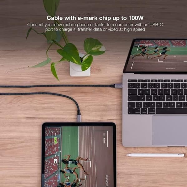 Nanokabel NANOCABLE USB 3.1-kabel USB-C-M-USB-C-M, Gen2 10 Gbps 5A, Färg Grå-Svart, 0,5 m