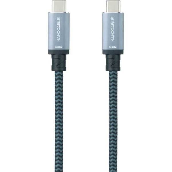 Nanokabel NANOCABLE USB 3.1-kabel USB-C-M-USB-C-M, Gen2 10 Gbps 5A, Färg Grå-Svart, 0,5 m