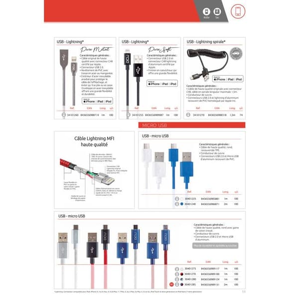 DCU TECNOLOGIC Kabel för dataöverföring DCU - 1 m Micro-USB / USB - För videobandspelare, surfplatta, etc.
