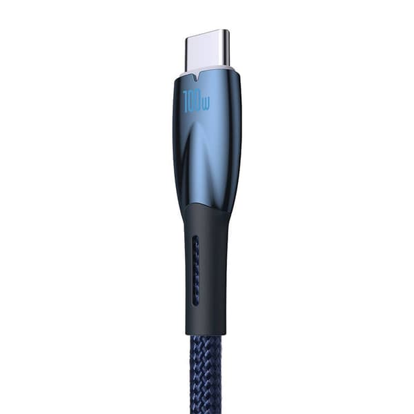 CABLU alimentare si date Baseus Glimmer, Fast Charging Data Cable pt. smartphone, USB la USB Type-C 100W, 1m, albastru "CADH000403" (timbru verde 0.08