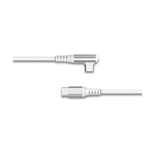 USB-C till USB-C-kabel 60W 3A Böjd Förstärkt Laddning och Synkronisering 2m Force Power Vit