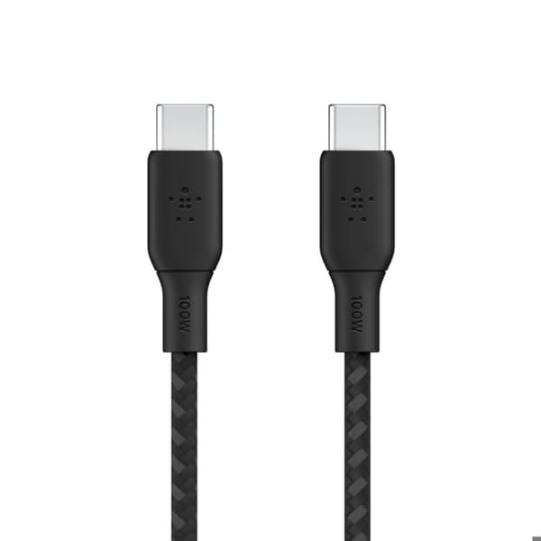 Belkin Rugged USB-C till USB-C-kabel (svart) - 2m - 2m flätad sleeve Laddnings- och synkroniseringskabel USB-C till USB