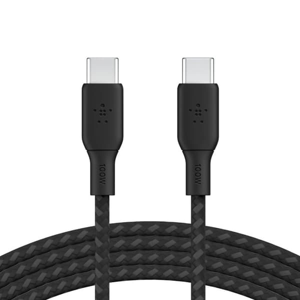 Belkin Rugged USB-C till USB-C-kabel (svart) - 2m - 2m flätad sleeve Laddnings- och synkroniseringskabel USB-C till USB