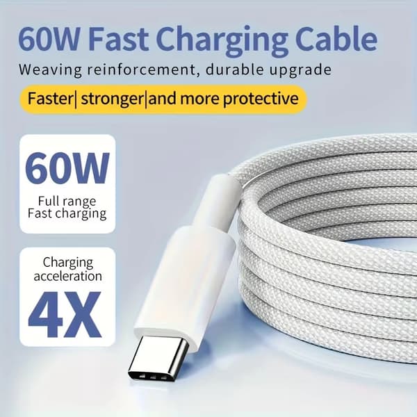 INF 2-pakning USB C til USB C-kabel, 60 W hurtiglading kabel for iPhone 15/16