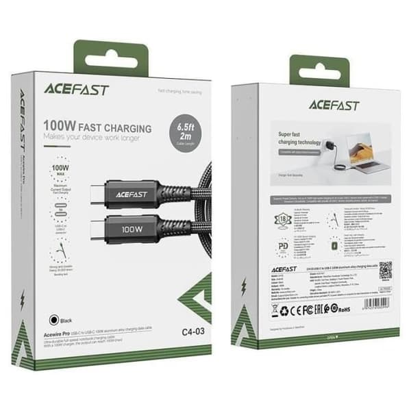Acefast C4-03 Noir USB-C - Kabel