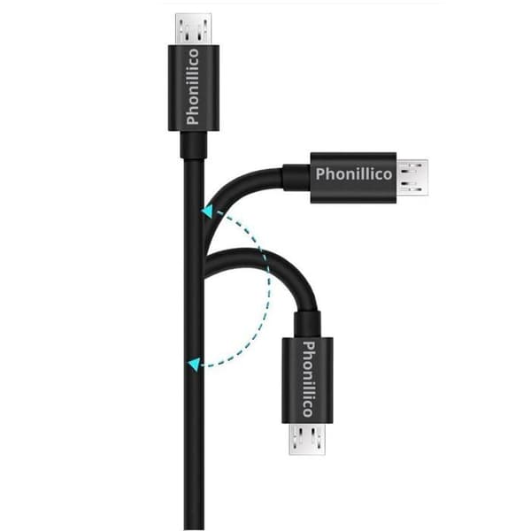 Lot med 2 kablar för Philips DPM6000/DVT1110/DVT2710/DVT6010/Gogear Azure SA5AZU04WF/12 - Mikro USB-kabel svart 1 meter Phonillico