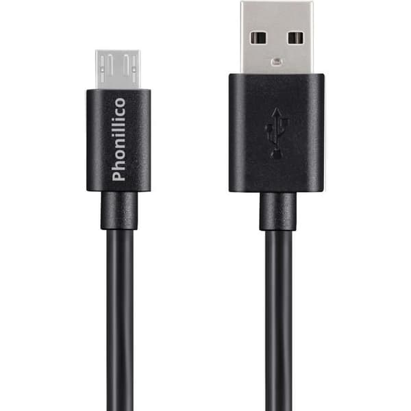 Lot med 2 kablar för Philips DPM6000/DVT1110/DVT2710/DVT6010/Gogear Azure SA5AZU04WF/12 - Mikro USB-kabel svart 1 meter Phonillico