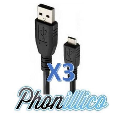 Parti av 3 USB-laddningskablar kompatibla med Wiko Rainbow