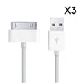 Miniatyrbild 2 av 2: Lot 3 USB-kablar [Kompatibel med iPad 1 - 2 - 3] Vit laddare 1 meter [Phonillico®]