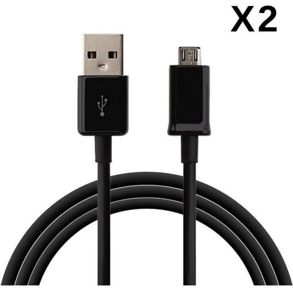 Lot 2 Kablar USB Laddare Svart kompatibel med Huawei HONOR 8X - Kabel Port Micro USB Laddare Mäta 1 Meter Phonillico®