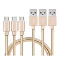 Miniatyrbild 1 av 4: Lot 3 Kablar för Sony Xperia XA ULTRA, X PERFORMANCE, Z1, Z2, Z3, Z5, Z5 COMPACT, M4 AQUA - USB-kabel i nylonflätad guld [Phonillico®]