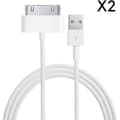 Miniatyrbild 1 av 2: Lot 2 USB-kablar [Kompatibel med iPad 1 - 2 - 3] Laddare Vit 1 Meter [Phonillico®]