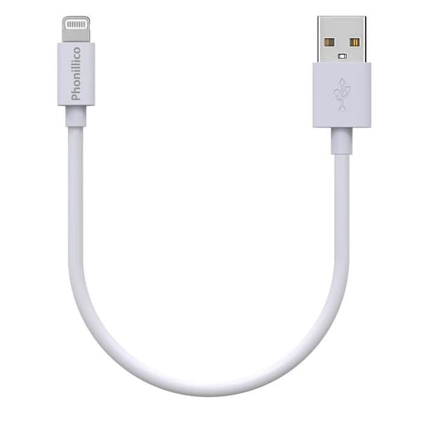 Kabel 20cm USB Lightning Laddare Vit för iPhone 14 / 14 PLUS / 14 PRO / 14 PRO MAX / 13 / 13 MINI / 13 PRO / 13 PRO MAX Phonillico