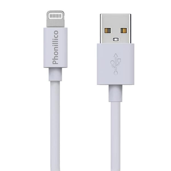Kabel 20 cm USB Lightning Laddare Vit för iPhone X/XS/XS MAX/XR/7/7 PLUS/8/8 PLUS/6/6S/6 PLUS/6S PLUS/5/5S/SE/AirPods Phonillico