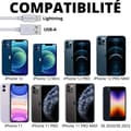 Miniatyrbild 2 av 6: Lot 2 Kablar 20cm USB Lightning Laddare Vit för iPhone 12 / 12 MINI / 12 PRO / 12 PRO MAX / 11 / 11 PRO / 11 PRO MAX / SE Phonillico