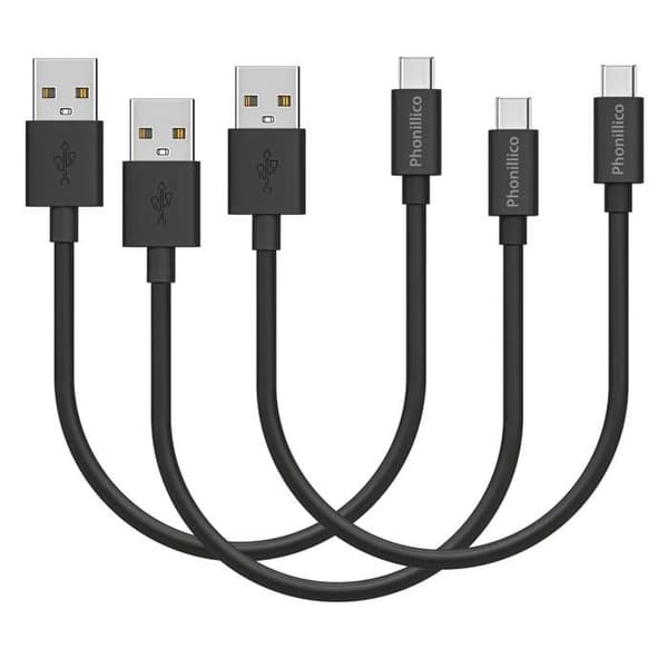 Lot 3 Kablar 20cm USB-C Svart för Huawei Y8P / P SMART 2021 / P SMART S / P SMART Z Phonillico®