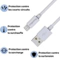 Miniatyrbild 5 av 6: Lot 2 Kablar 20cm USB Lightning Laddare Vit för iPhone X/XS/XS MAX/XR/7/7 PLUS/8/8 PLUS/6/6S/6 PLUS/5/5S/SE/AirPods Phonillico