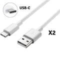 Miniatyrbild 1 av 2: [Kompatibel med Samsung Galaxy NOTE 8 - NOTE 9] Lot med 2 kablar Typ USB-C Laddare Vit Micro USB 1 Meter [Phonillico®]