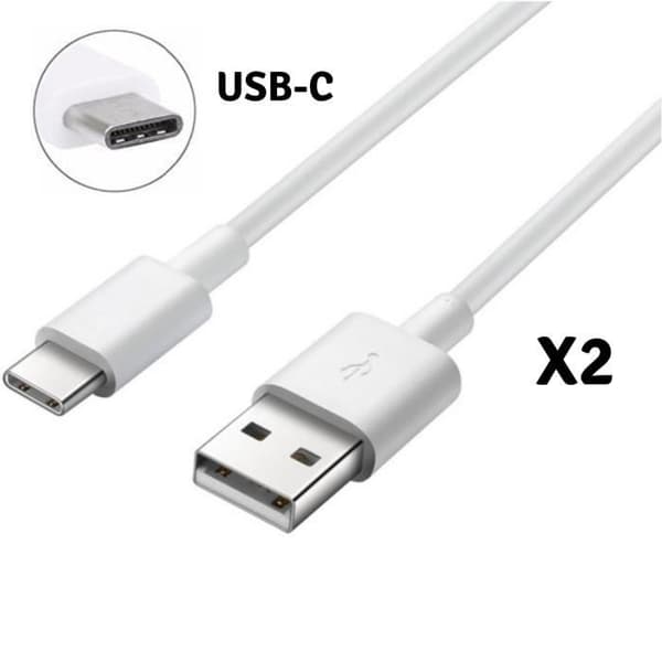 [Kompatibel med Samsung Galaxy NOTE 8 - NOTE 9] Lot med 2 kablar Typ USB-C Laddare Vit Micro USB 1 Meter [Phonillico®]