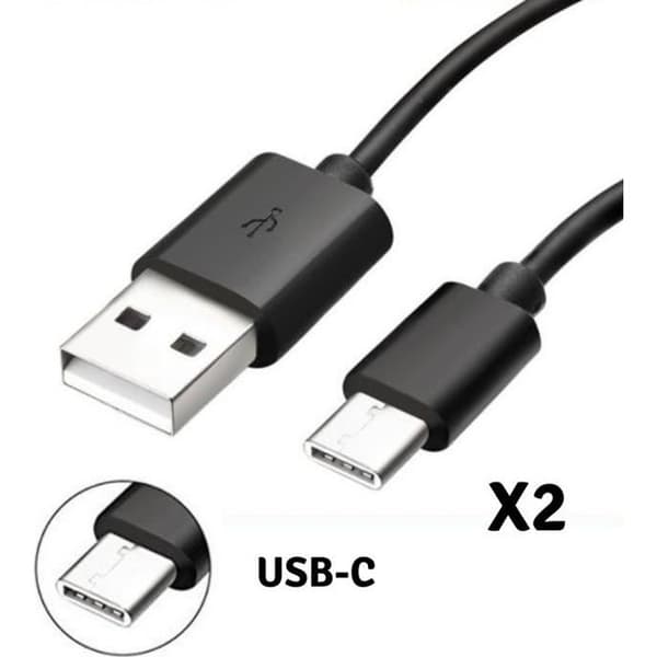 [Kompatibel med Samsung Galaxy S8 - S8 PLUS - S9 - S9 PLUS] Lot 2 Kablar Typ USB-C Laddare Svart Micro USB 1 Meter [Phonillico®]