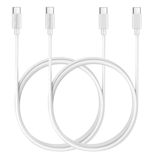 USB-C USB-C-kabel Vit 1m för Samsung Galaxy A05 / A05S / A15 4G / A15 5G / A25 5G / A35 5G / S23 FE [LOT 2] Phonillico®