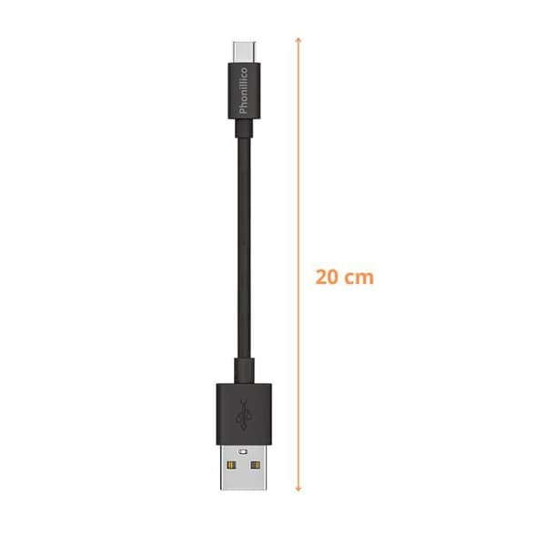 Lot 3 Kablar 20cm USB-C Svart för Oppo Find X5 / Find X5 Lite / Find X3 Neo / Find X3 Pro Phonillico®