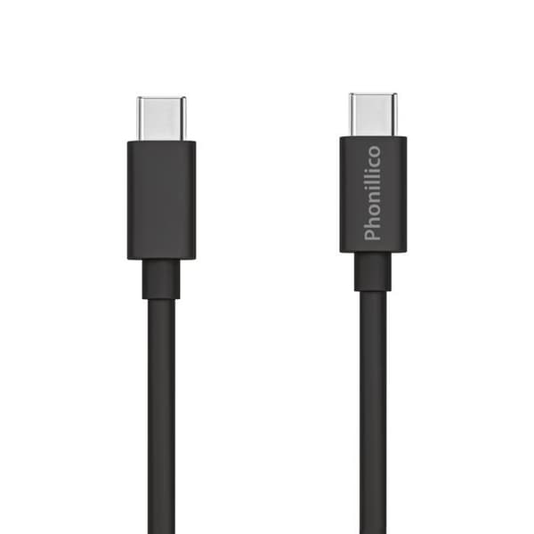 Lot med 2 Kablar 20cm USB-C till USB-C Svart för Xiaomi Redmi Note 12 / Redmi Note 12 Pro / Redmi Note 12 Pro Plus Phonillico®