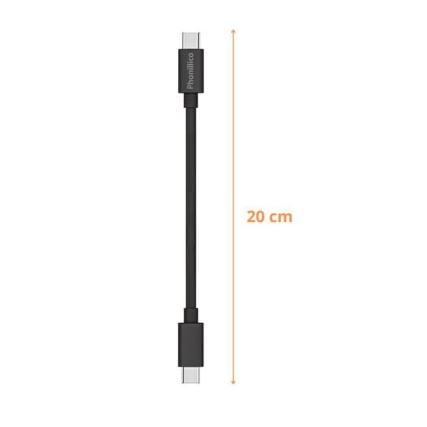 Lot med 2 Kablar 20cm USB-C till USB-C Svart för Xiaomi Redmi Note 12 / Redmi Note 12 Pro / Redmi Note 12 Pro Plus Phonillico®