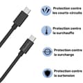 Miniatyrbild 4 av 5: Lot 3 Kablar 20 cm USB-C USB-C Svart för Huawei Y8P / P SMART 2021 / P SMART S / P SMART Z Phonillico®