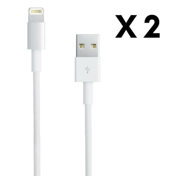 [Kompatibel iPad 2017-2018-AIR-MINI-PRO] Lot 2 Kablar USB Laddare Vit 1 Meter [Phonillico®]
