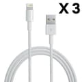 Miniatyrbild 2 av 3: [Kompatibel iPhone XSMAX-XR-XS-X-8PLUS-8-7PLUS-7-6PLUS-6-5-SE] Lot 3 Kablar USB Laddare Vit 1 Meter [Phonillico®]