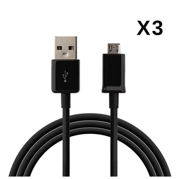 [Kompatibel Sony Xperia X-X PRESTATION-XA-XA ULTRA] Lot 3 Kablar USB Laddare Svart Micro USB 1 Meter [Phonillico®]