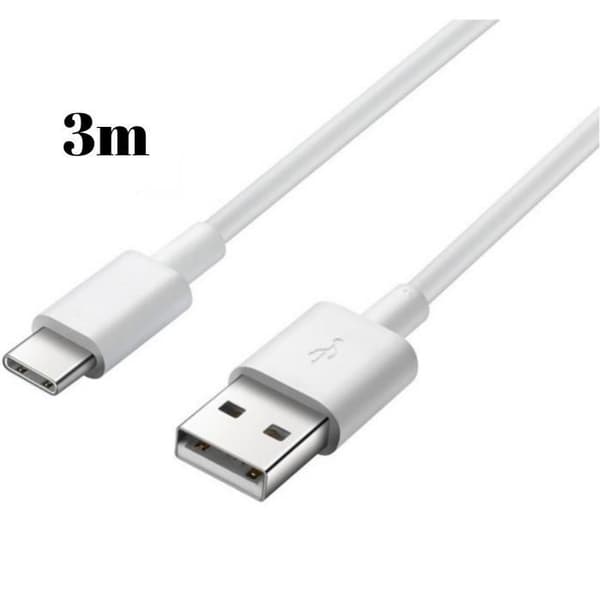 Kabel USB-C 3 Meter för Samsung Galaxy TAB A7 10.4 2020 - A 8.4 2020 - A 10.1 2019 - S6 2019 - S6 LITE 2020 Phonillico®