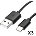 Miniatyrbild 1 av 4: USB-C-kabel för Xiaomi REDMI NOTE 9 - NOTE 9 PRO - NOTE 10 - NOTE 10 PRO - USB-C Typ Svart 1 Meter [PACK 3] Phonillico®