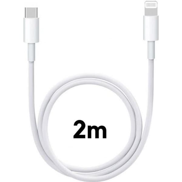 USB-C Lightning-kabel 2m för iPhone 14/14 PLUS/14 PRO/13/13 PRO/13 PRO MAX/SE 2022/12/12 MINI/12 PRO/11 PRO/11 PRO MAX Phonillico®