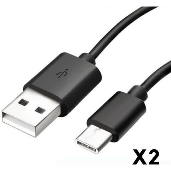 USB-C-kabel för Xiaomi Mi 10 - Mi 10 PRO - Mi 10 LITE - USB-C laddkabel Svart 1 Meter [PACK 2] Phonillico®