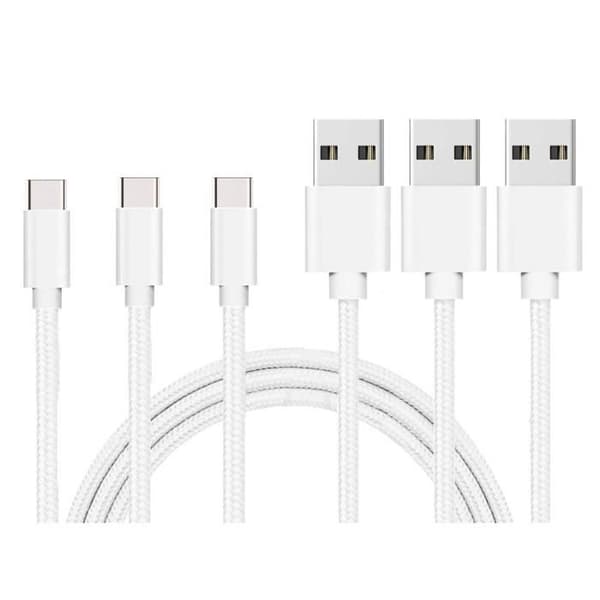 USB-C-kabel för Xiaomi Mi NOTE 10 - Mi NOTE 10 LITE - Typ USB-C nylonflätat silvervitt 1 meter [LOT 3] Phonillico®