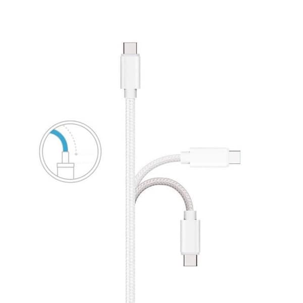 USB-C-kabel för Xiaomi REDMI 10 - REDMI 9 - REDMI 9T - REDMI 8 - REDMI 8A - Sidenflätad Silver Vit 1 Meter Phonillico®