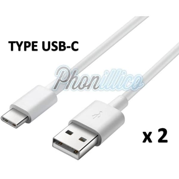 "Lot 2 USB-C-kablar Vit laddare kompatibel med Huawei P10 - Phonillico®"