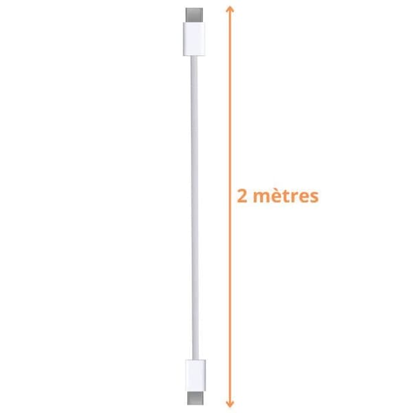 Lot med 2 USB-C till USB-C-kablar för iPhone 15 - 15 PLUS - 15 PRO - 15 PRO MAX - 2 meters vävd nylonkabel Phonillico®