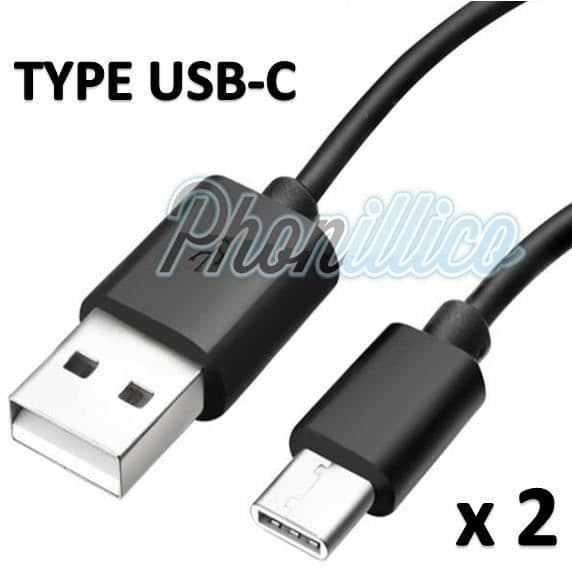 Lot 2 USB-C-laddkabel Svart kompatibel med Samsung Galaxy S8 - Phonillico®