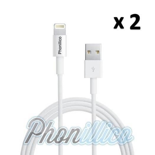 Lot 2 USB-laddningskablar vita kompatibla med iPad 2017 5:e generationen Phonillico®