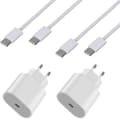 Miniatyrbild 1 av 5: Lot 2 Snabbladdare 20W + 2 USB-C till USB-C kablar 1 meter för iPhone 16 / 16 PLUS / 16 PRO / 16 PRO MAX Phonillico®