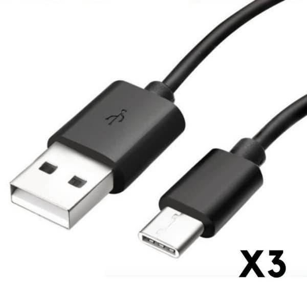 USB-C-kabel för Samsung Galaxy Tab S6 Lite 10.4 - Tab A 8.4 - Tab A7 10.4 - Tab A7 Lite 8.7 - Svart 1 Meter [PACK 3] Phonillico®
