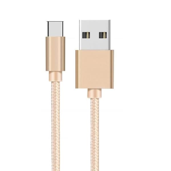 USB-C-kabel för Samsung Galaxy Tab S6 Lite 10.4 - Tab A 8.4 - Tab A7 10.4 - Tab A7 Lite 8.7 - Nylon Guld 1 Meter Phonillico®