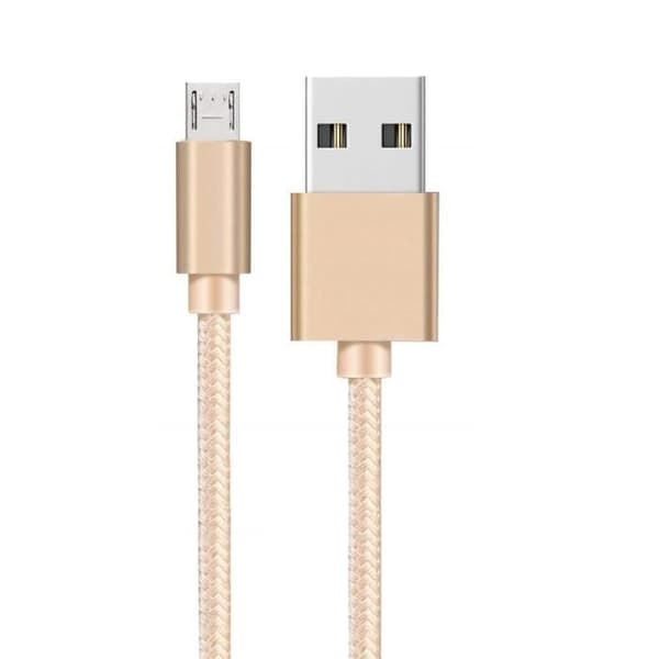Kabel för Huawei Y7P - Y6P - Y5P - P40 Lite E - P Smart 2020 - P Smart 2019 - Mikro USB Nylon Flätad Guld 1 Meter Phonillico®