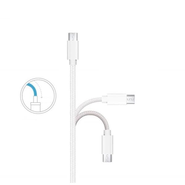 Kabel för Xiaomi Redmi 9A - Redmi 9C NFC - Redmi 9C - Vävnad av nylon Silver Vit 1 Meter [LOT 3] Phonillico®