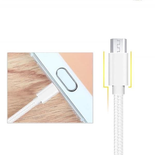 Kabel för Xiaomi Redmi 9A - Redmi 9C NFC - Redmi 9C - Vävnad av nylon Silver Vit 1 Meter [LOT 3] Phonillico®