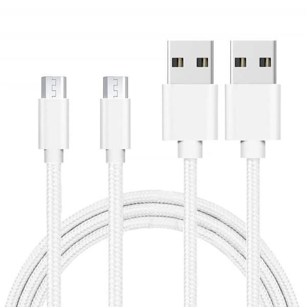 Kabel för Oppo A15 - Oppo A15s - Oppo A16K - Nylonflätad Silvervit 1 Meter [LOT 2] Phonillico®