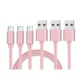Miniatyrbild 1 av 3: Kabel för Realme 5i - C3 - C11 - C11 (2021) - C21 - C21Y - C25Y - Nylonflätad Rosa 1 Meter [LOT 3] Phonillico®